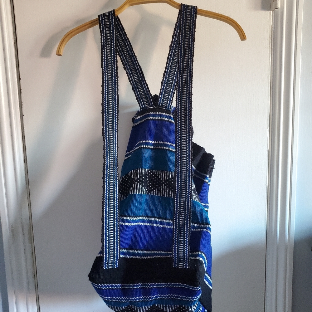 Lillo Woven Drawstring Backpack Artisan Blue Baja… - image 8